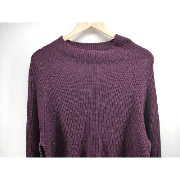 Women Wool‎ Blend Sweater Knit Mock Turtleneck Large Purple Express NEW - Picture 4 of 8